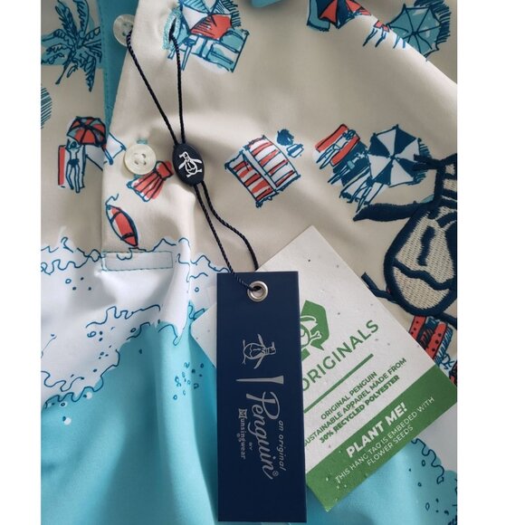 Mens Penguin golf shirt beach vibes size small BNWT - Picture 8 of 12
